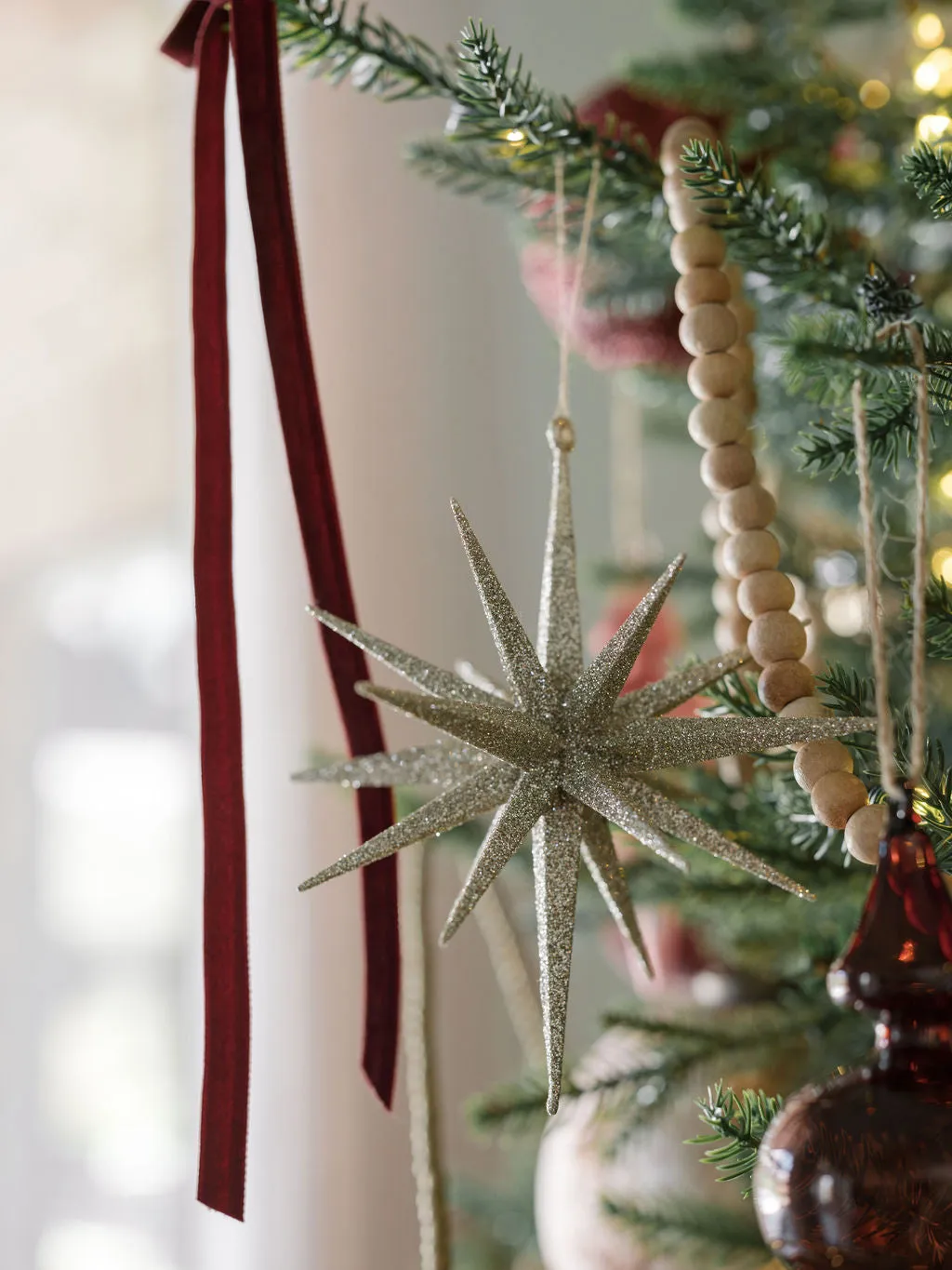 6" Gold Glitter Starburst Ornament