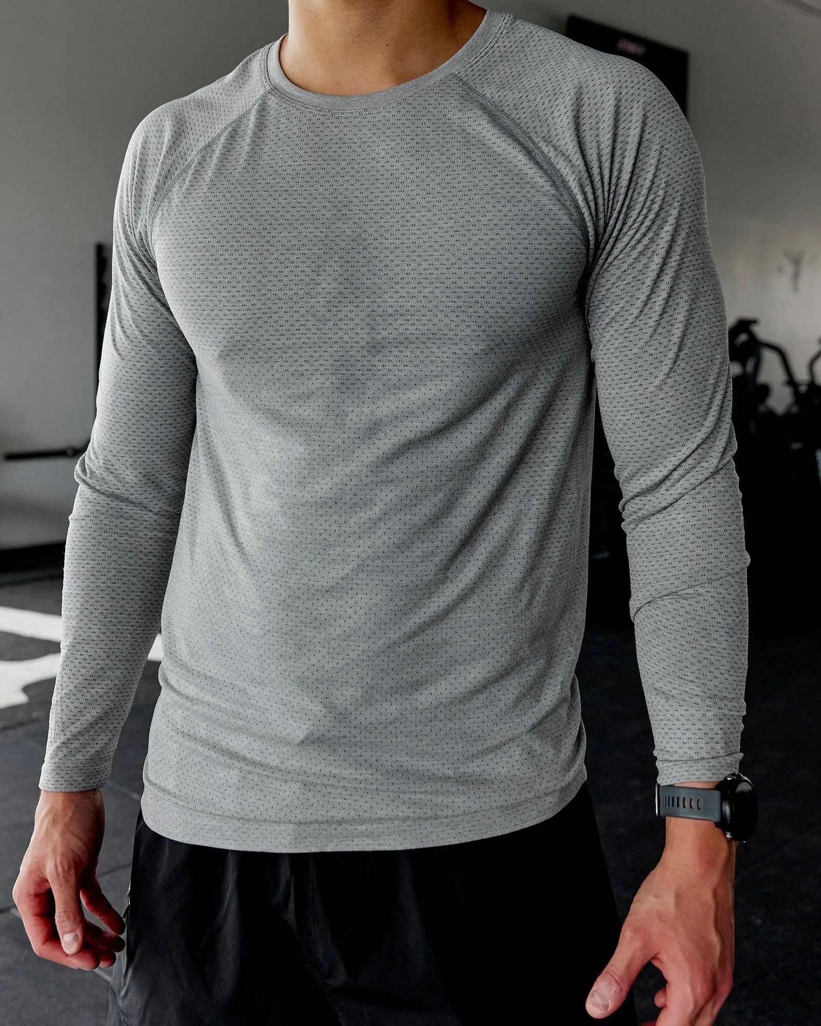 AeroFLX  Seamless Long Sleeve Tee - Light Grey Marl