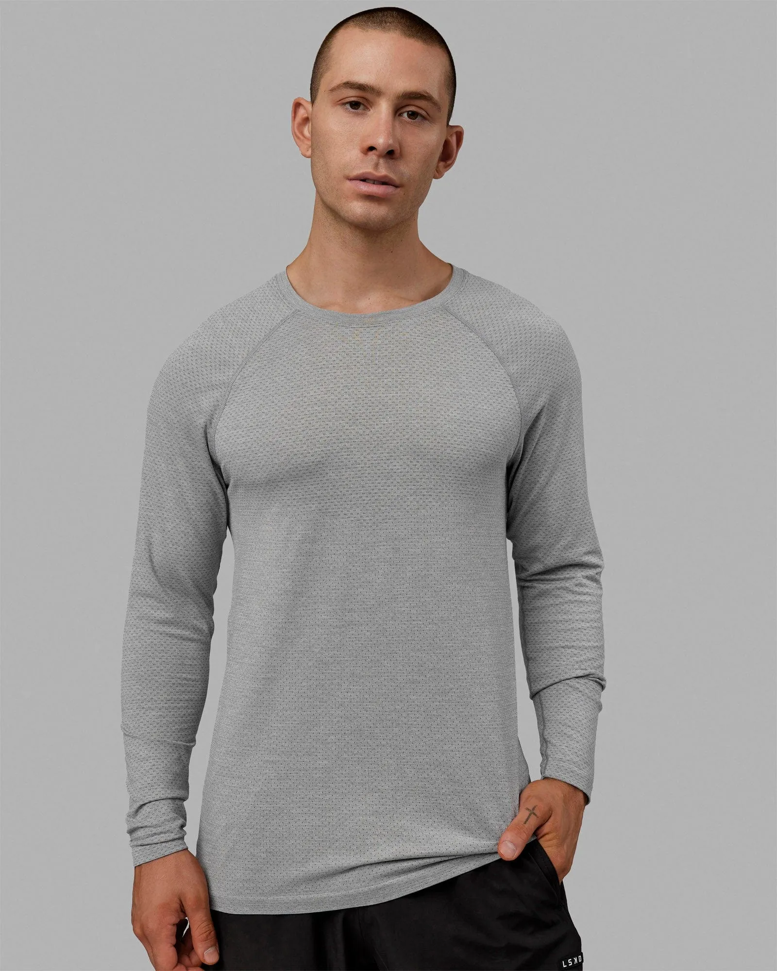 AeroFLX  Seamless Long Sleeve Tee - Light Grey Marl