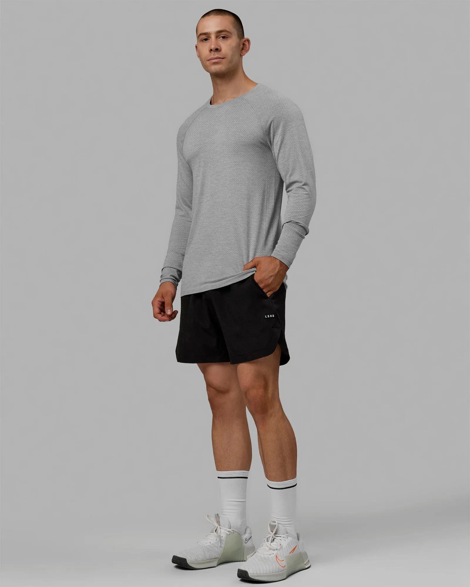 AeroFLX  Seamless Long Sleeve Tee - Light Grey Marl