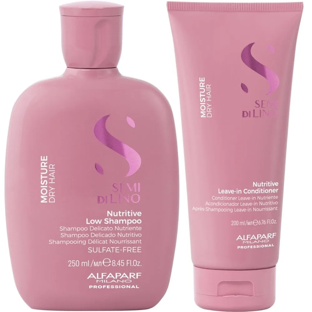 Alfaparf Milano Semi Di Lino Moisture Nutritive Shampoo 250ml & Conditioner 200ml Twin