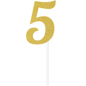 Bulk Gold Glitter #5 Cake Toppers (12 per Case)