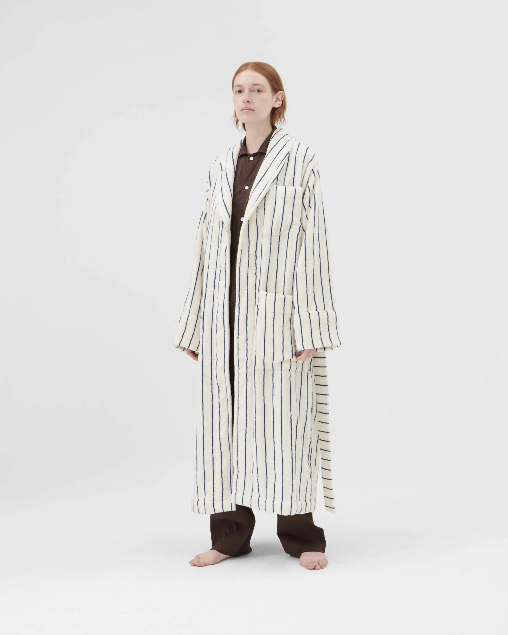 Classic Bathrobes (Striped) - Carmel / White Stripes