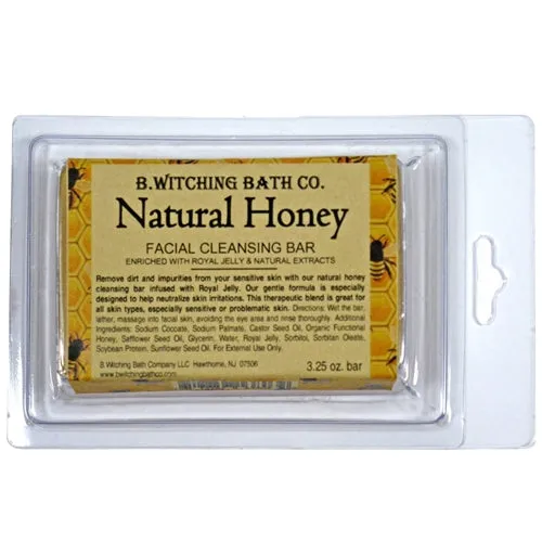 Clearance: Natural Honey Facial Cleansing Bar by B.Witching Bath Co. Made in USA FC505