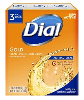 Dial Antibacterial Deodorant Bar Soap, Gold, 4 Ounce, 3 Bars