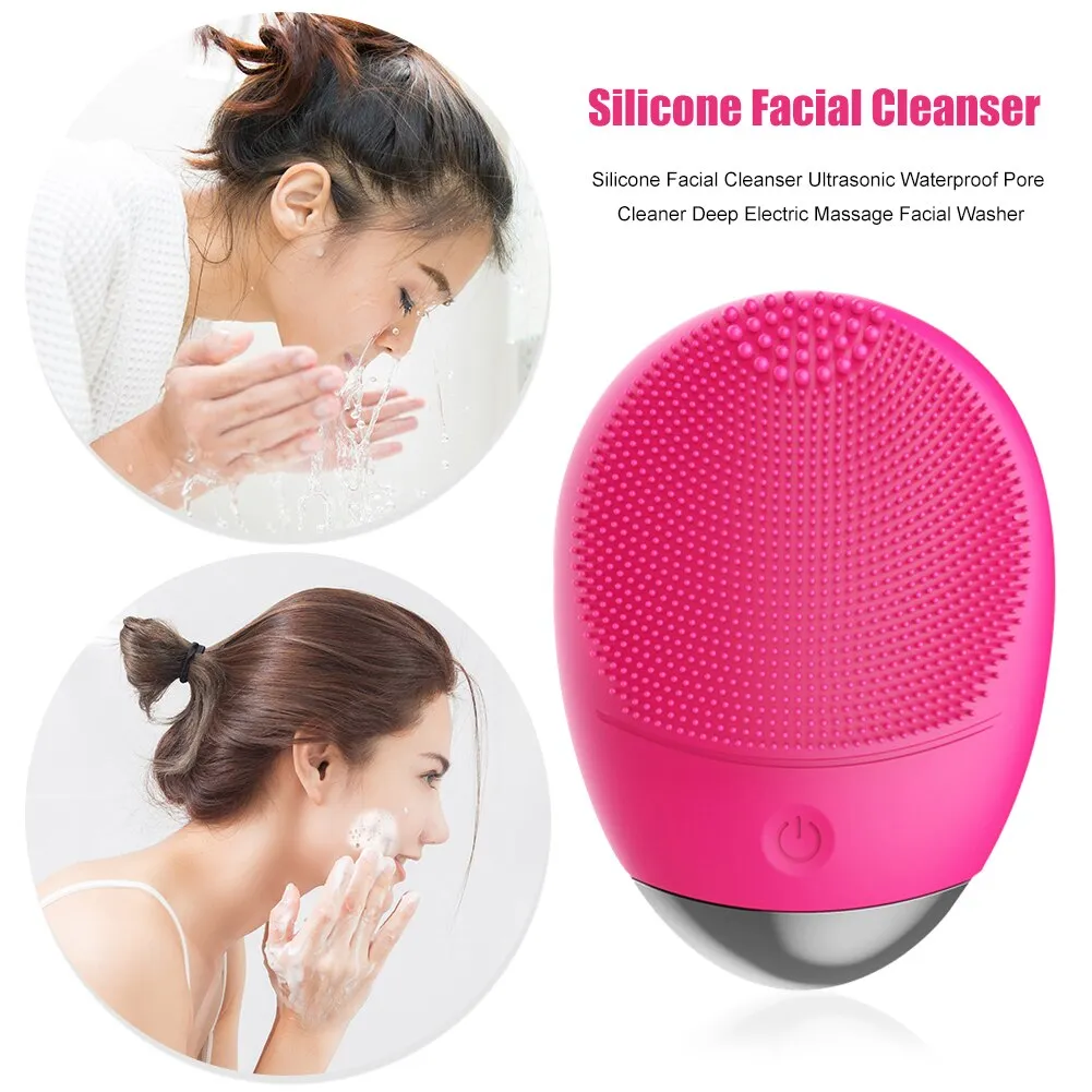 Electric Facial Cleansing Pore Cleaner Apparatus Blackhead Removal Silicone Washing Instrument Beauty Instrument Cleansing Brush