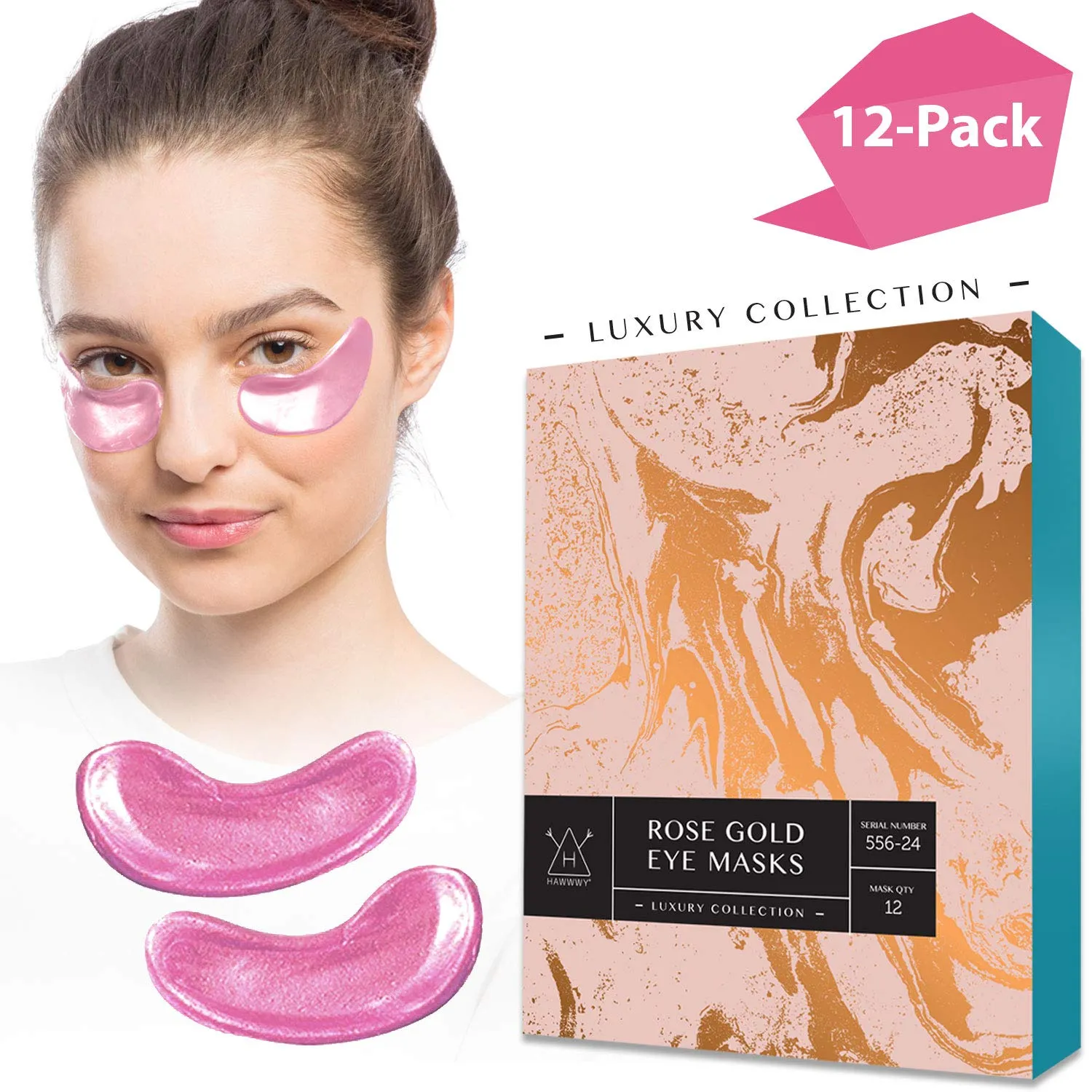 Hawwwy Rose Gold Under Eye Cool Pads, Luxury Under Eye Masks, Dark Circles Under Eye