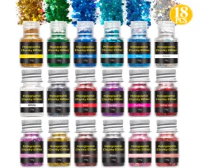 Holographic Chunky Glitter 18 Piece Set - MOQ 12 pcs