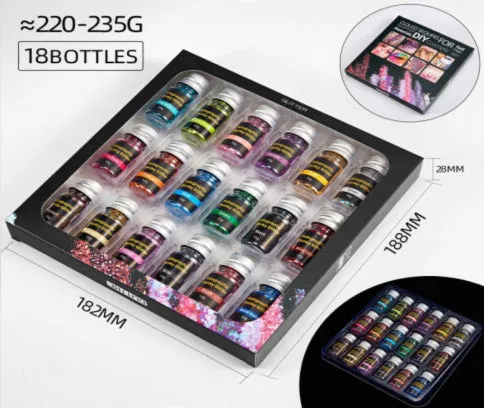 Holographic Chunky Glitter 18 Piece Set - MOQ 12 pcs