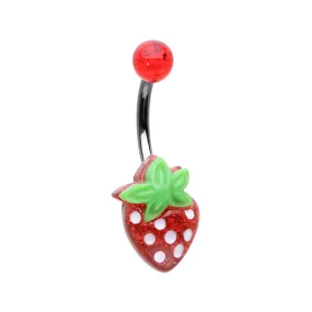 Kawaii Glitter Strawberry Belly Button Ring