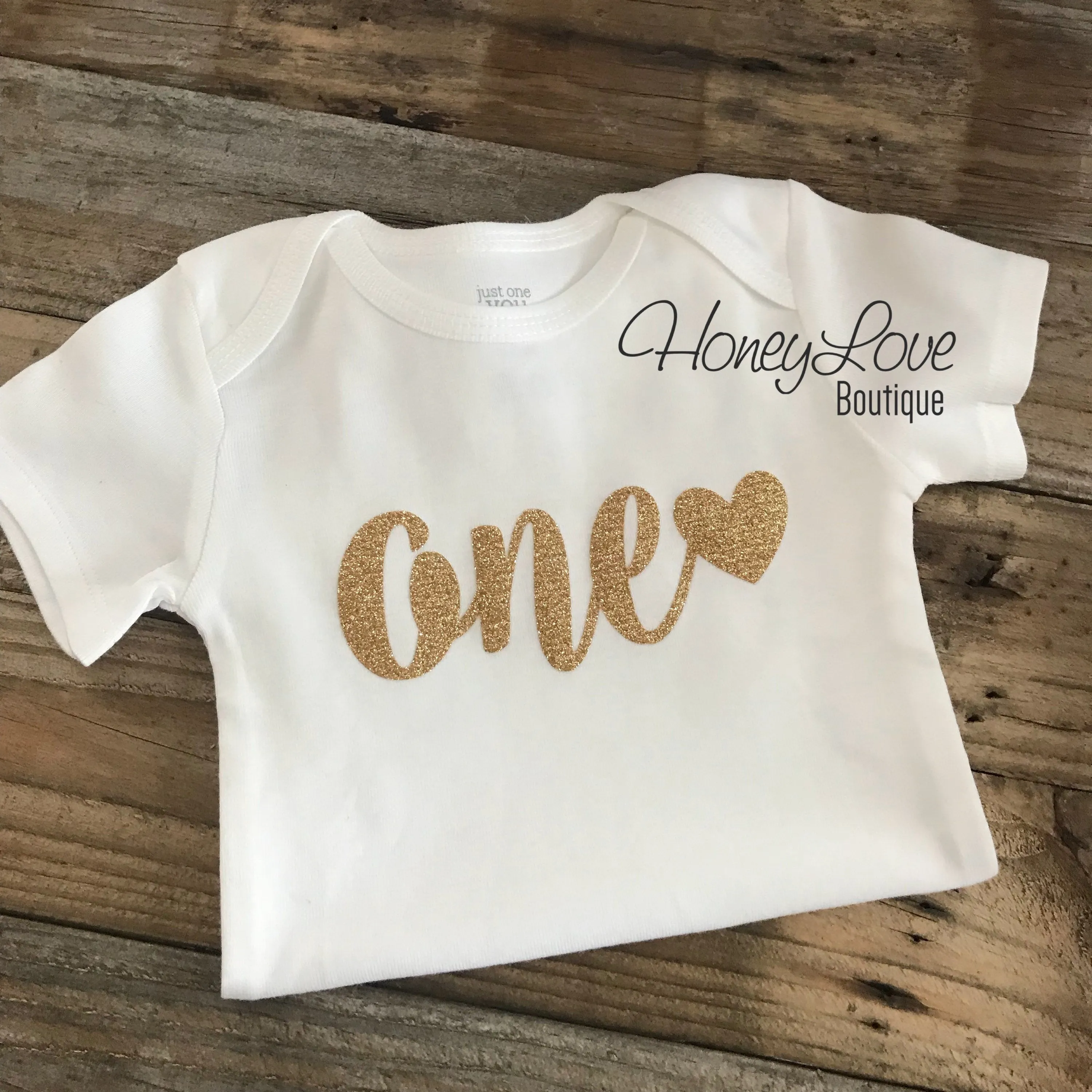 one with heart bodysuit - Gold or Silver glitter