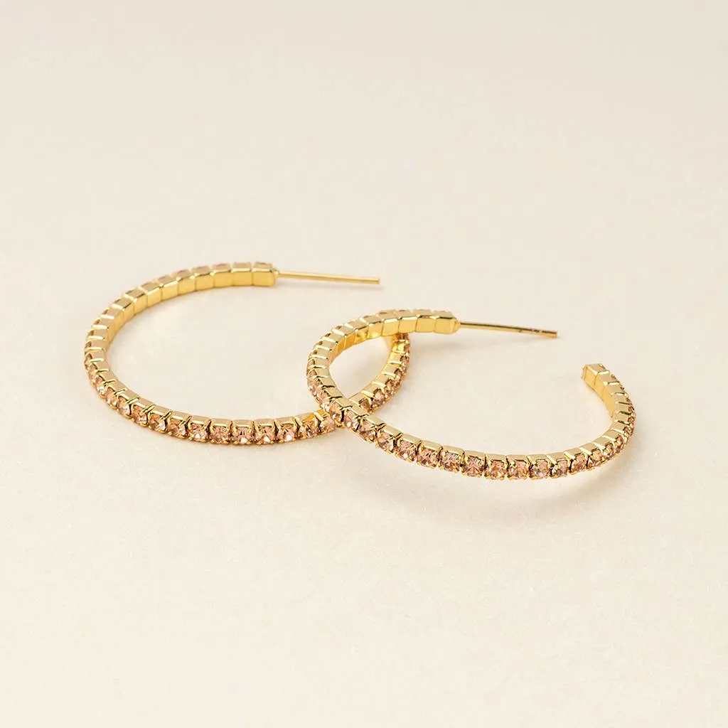 Sparkle & Shine Sm Rhinestone Hoop Earring - Champagne / Gold